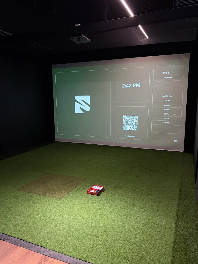 Private TrackMan indoor golf simulator bay