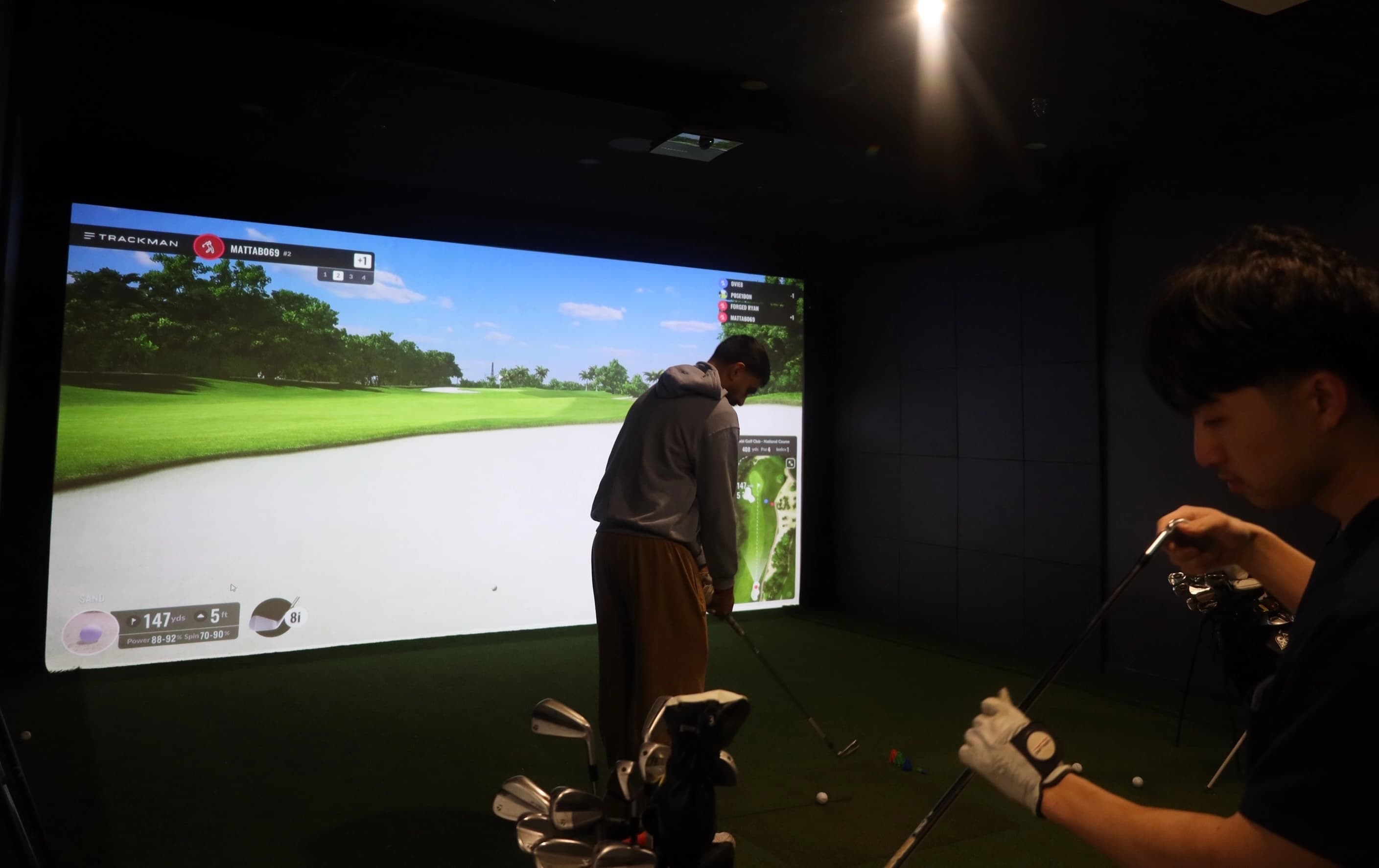 Private TrackMan indoor golf simulator bay at Forged Golf in Mississauga