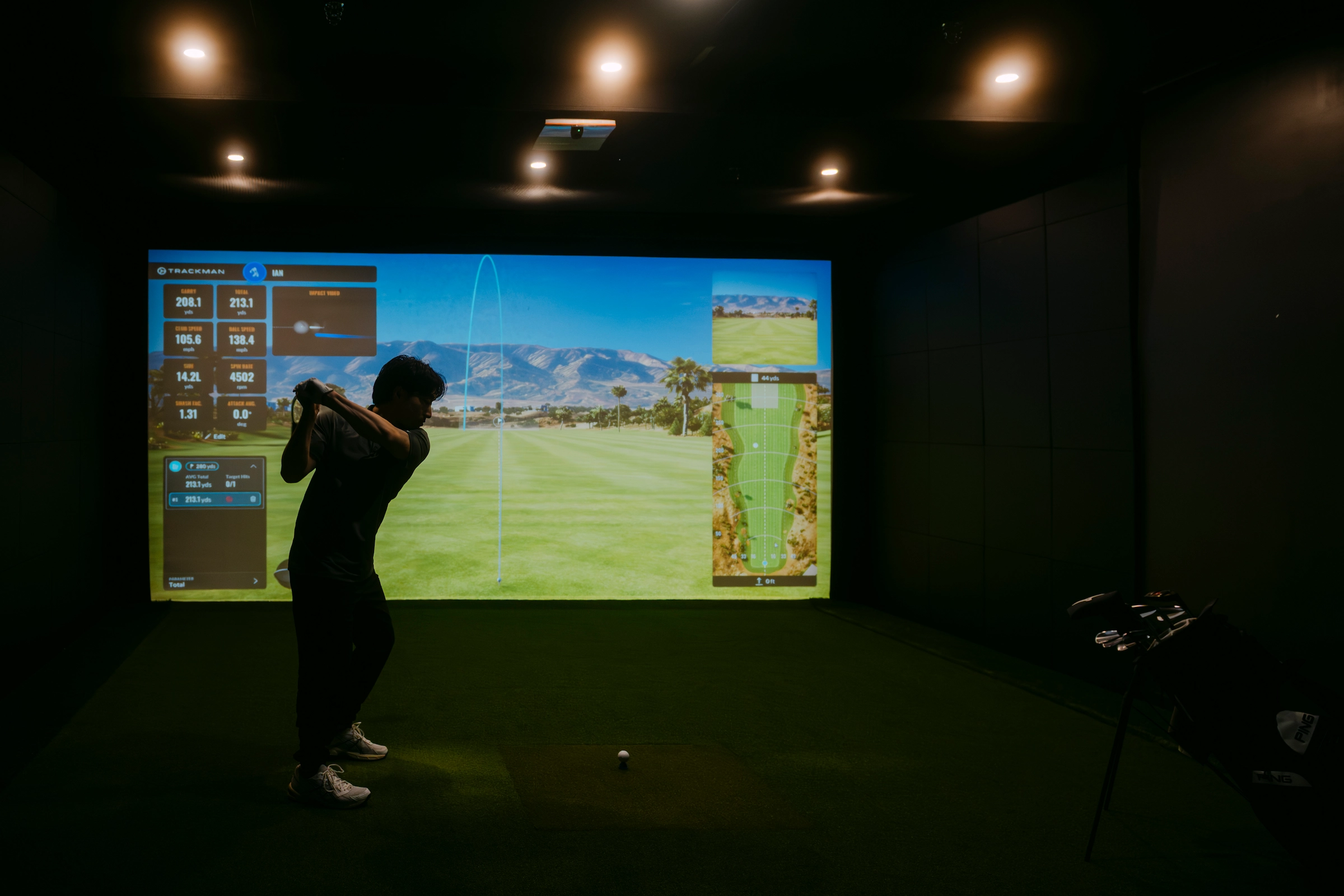 TrackMan indoor golf simulator setup at Forged Golf Mississauga